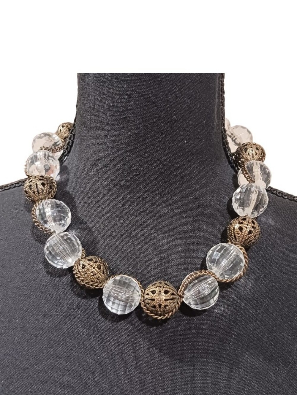 RL Graziano Vintage Lucite Metal Chunky Beaded Necklace
